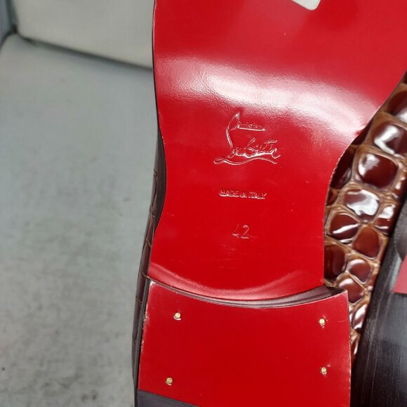 Christian Louboutin Brown Chambelimoc Ali Crocodile Loafer - Picture 6 of 12